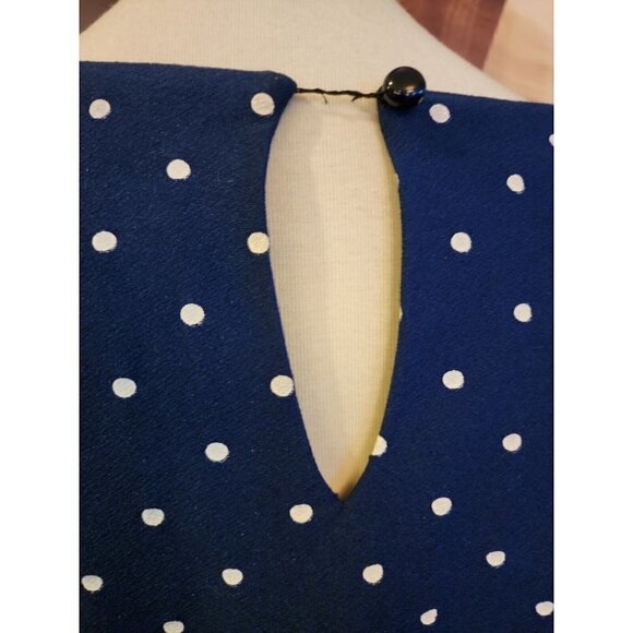 Vintage 1990's "Risa Ann" Dress SZ 20wp Blue white Polka-dot Short sleeve - Picture 5 of 9